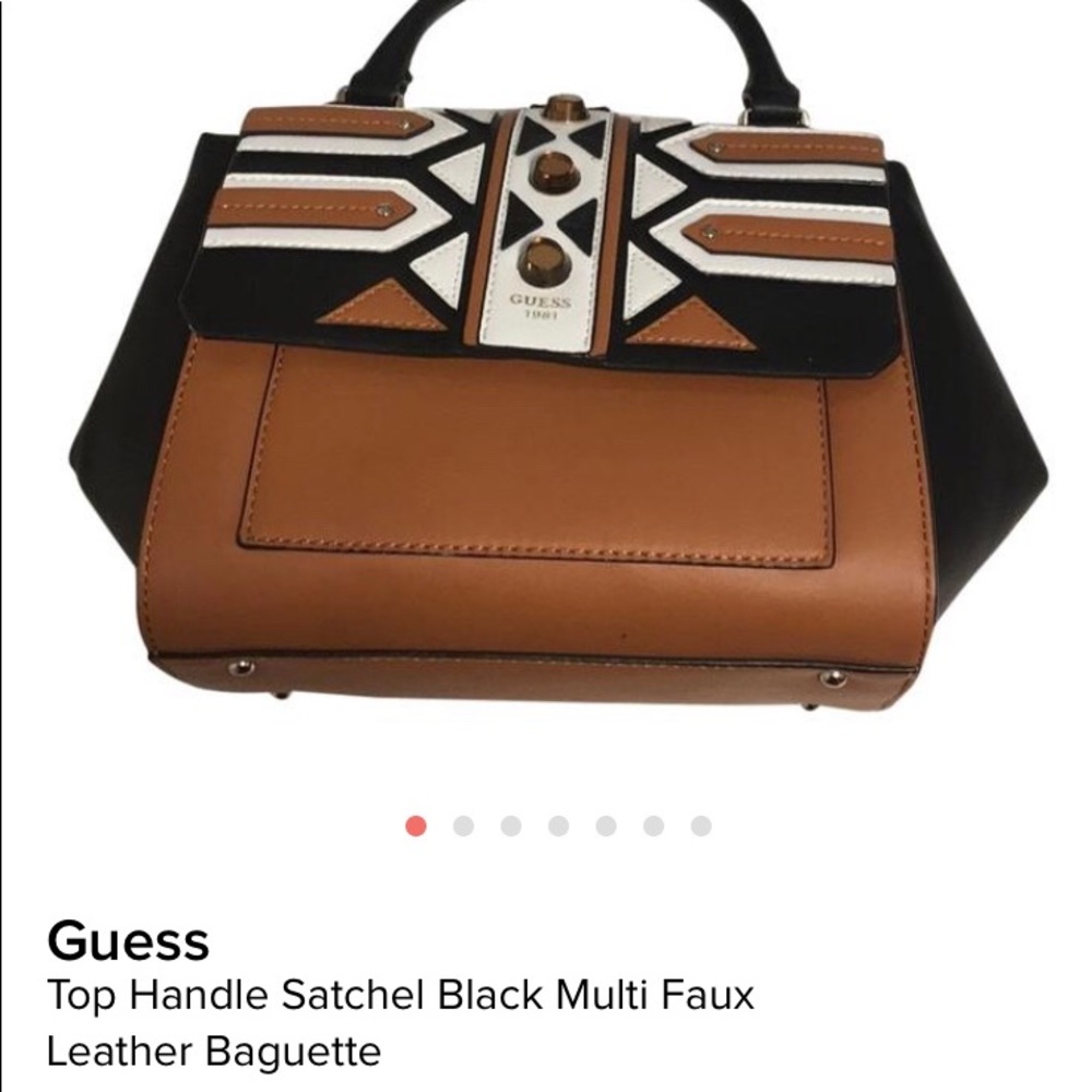 Guess black-multi top handle handbag